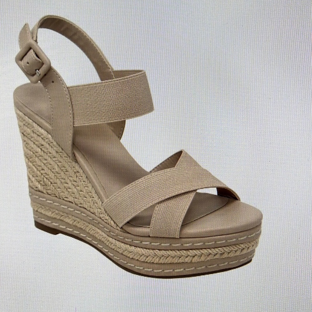 Charles by Charles David Thrice platform wedge sandal in nude color size 6.5